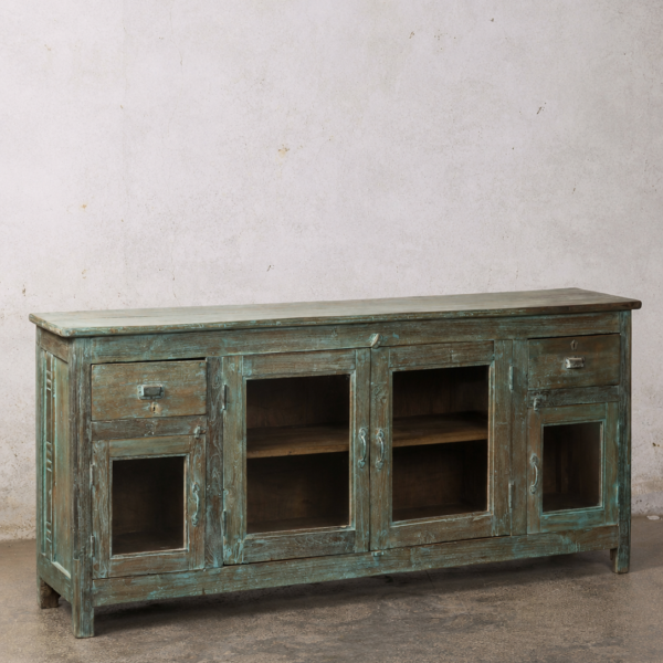 India dressoir Devika met glazen deuren van gerecycled hout
