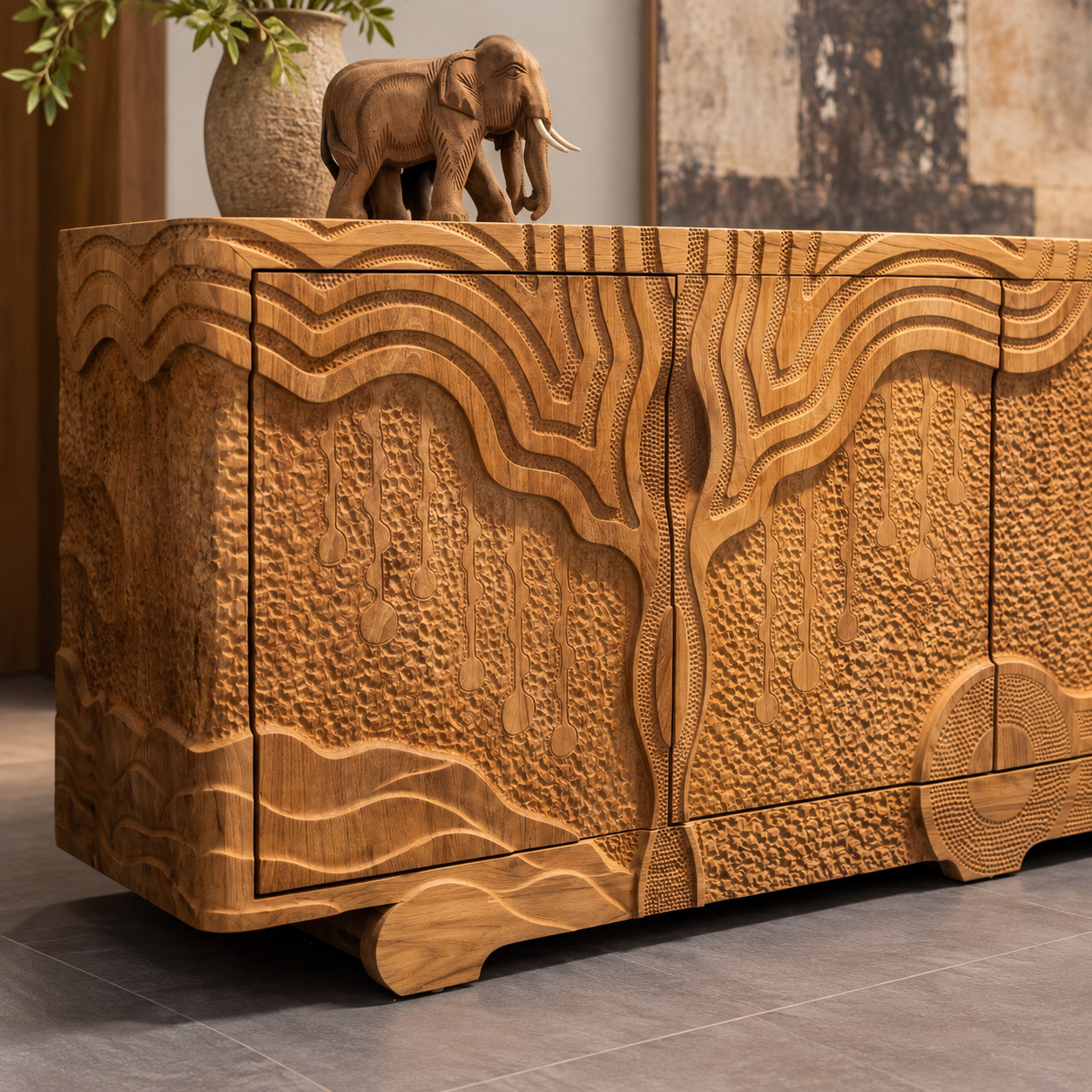 Dressoir Riva – reliëffront met houtsnijwerk – 200 cm - Afbeelding 3